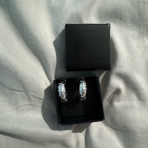 Silver bling hoop earrings